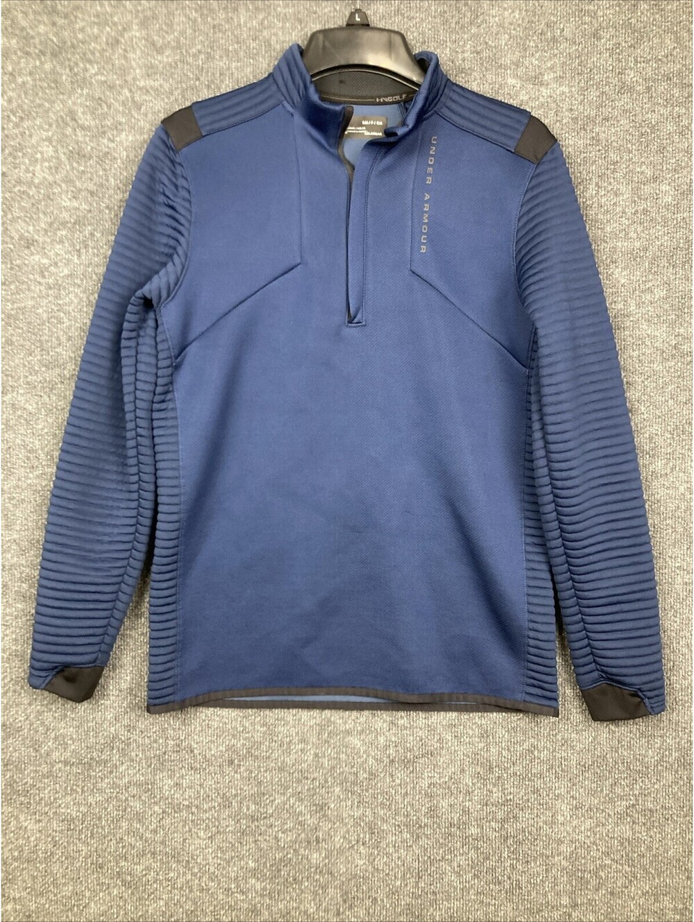 Under Armour Mens Small Blue Coldgear 1/4 Zip Ribbed L/S Collar Pullover EUC
